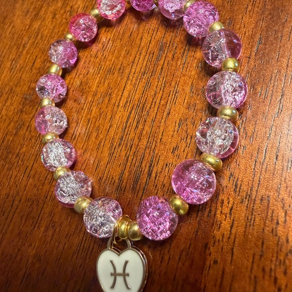 Chic Pink and Gold Pisces Zodiac Charm Bracelet - Picture 3 of 4
